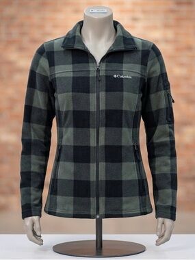 Columbia Women's black & gray Plaid Full-Zip Fleece Jacket SMALL